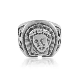 memoir Men Oxidised Lord Jesus Christ Cocktail Ring image 3