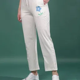 crimsoune club Floral Print Straight Trackpants with Drawstrings Waist image 3