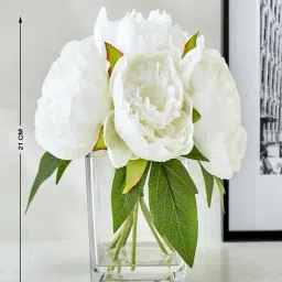 home centre Gloria Crystal Artificial Peony Flowers in Glass Vase image 3