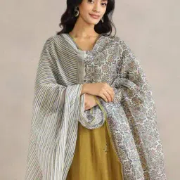 fabindia Women Printed Dupatta with Contrast Border image 3