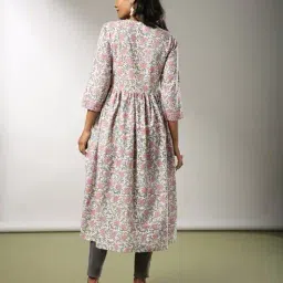 indie picks Handblock Print Cotton Flared Kurta image 3