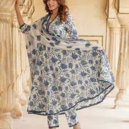 7 threads Women Floral Print Anarkali Kurta Suit Set image 3