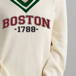 genzy Women Typographic Print Oversized Fit V-Neck T-Shirt image 3