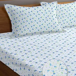 fabinaliv Fitted Packing Double Bedsheet with 2 Pillow Covers image 3