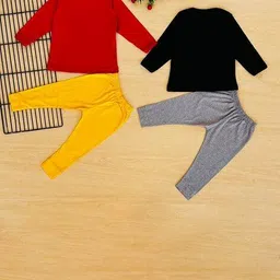 piku store Pack of 2 Typographic Print T-Shirt & Pants Sets image 3