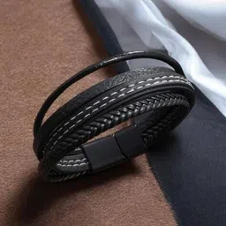 jewels galaxy Men Leather Bracelet image 3