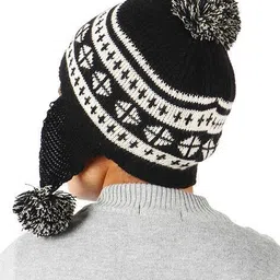 bharatasya Knitted Beanie with Pom Poms image 3