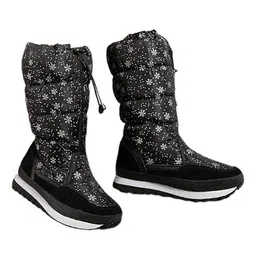 little surprise box Black & Silver Snowflake Women Winter Snow Boots image 3