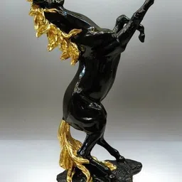 sankalan creations Polyresin Jumping Horse Black image 3