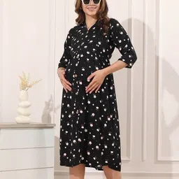 easy mom Women Floral Print Fit & Flare Dress image 3
