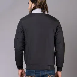 smoke blue Men Colourblock Regular Fit Zip-Front Bomber Jacket image 3