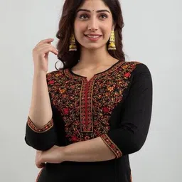 nyrika Women Embroidered A-Line Kurta Set image 3
