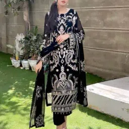 piludi Women Embroidered Straight Kurta with Pants & Dupatta image 3