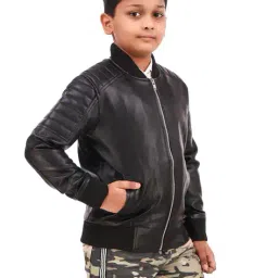 leather retail Boys Graphic Print Bomber Jacket image 3