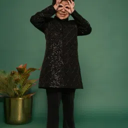 vastramay Boys Embroidered Sherwani Set with Full Sleeves image 3