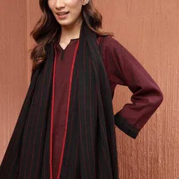 Women Fabindia Black Wool Stole image 3