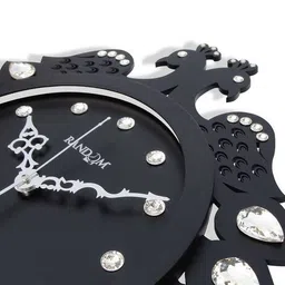 random Diamond Series Peacock Design Wall Clock image 3