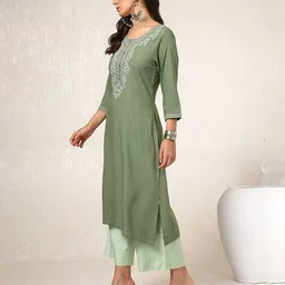 soch Women Embroidered Straight Kurta image 3