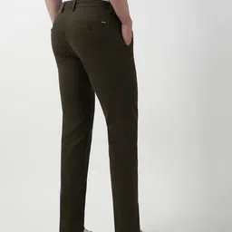 peter england casuals Men Slim Fit Flat-Front Chinos with Insert Pockets image 3