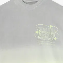 yb dnmx Boys Typographic Print Boxy Fit Crew-Neck T-Shirt image 3