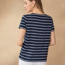 buda jeans co Women Striped Regular Fit T-Shirt image 3