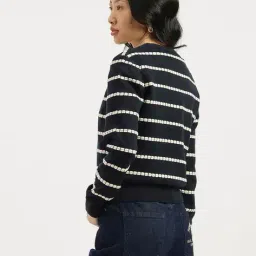 united colors of benetton Women Striped Round-Neck Cotton Pullover image 3