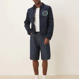 asos design Embroidered Regualr Fit Crop Harrington Jacket image 3