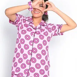 jade & julie Women Block Printed Nightwear Set            image 3