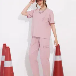 quira Women Typographic Print T-Shirt & Pyjamas Set image 3