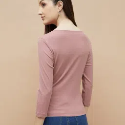 fame forever by lifestyle Women Ribbed Henley-Neck T-Shirt image 3