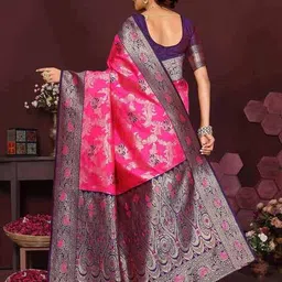 varanga Women Banarasi Saree With Blouse Piece  image 3