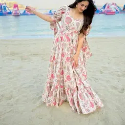 revangi Women Floral Print Gown Dress image 3