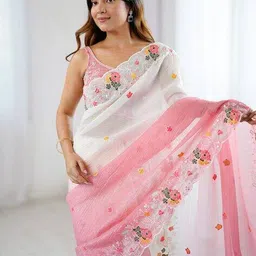 ri-wah Women Embroidered Saree with Tassels image 3