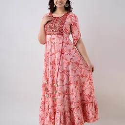 jaipurite Women Floral Print Gown Dress image 3
