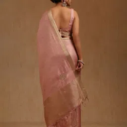 soch Women Embroidered Saree with Contrast Border image 3