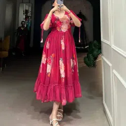 buda jeans co Women Floral Print Fit & Flare Dress  image 3