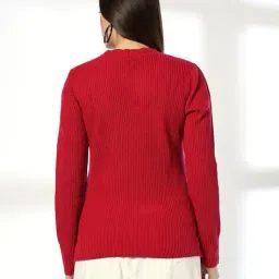 dnmx Women Ribbed Relaxed Fit Pullover with Tie-Up image 3