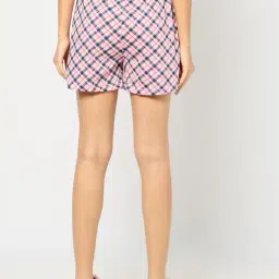 yousta Women Checked Regular Fit Shorts image 3