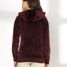 teamspirit Women Velour Regular Fit Zip-Front Hooded Sweatshirt image 3