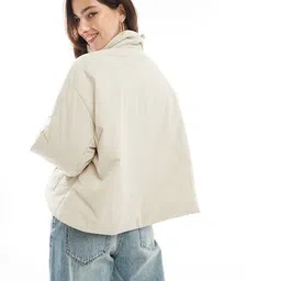 asos design Funnel Oversized Neck Puffer Jacket with Hood image 3