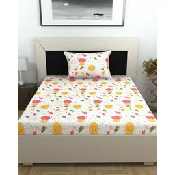 divine casa 144 TC Printed Single Bedsheet with Pillow Covers image 3