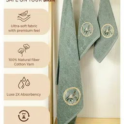 rangoli Pack of 3 Embroidered Bath Towel image 3