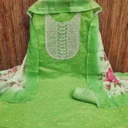 svaraa Women Embroidered 3-Piece Unstitched Dress Material image 3