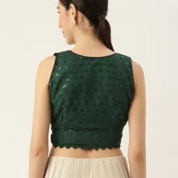 molcha by babita singh Women Embroidered Front Open Blouse image 3