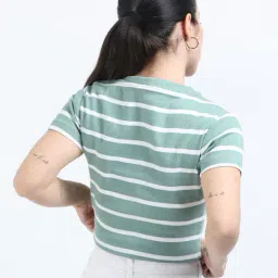 buda jeans co Women Striped Slim Fit Top image 3