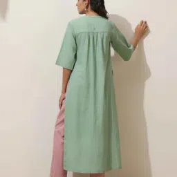 truebrowns Women Mandarin-Collar Straight Kurta Set  image 3