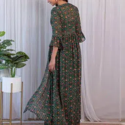 fusionic Printed Crop Top with Sharara & Jacket image 3