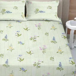 fabinaliv  Cotton Blend King Size Double Bedsheet with 2 Pillow Covers image 3