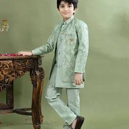 bt dezines Sequins Embroidered Sherwani Jacket with Kurta & Pyjamas SetSet image 3