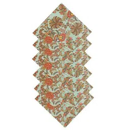 handicraft-palace 6 Pieces Floral Block Print Cotton Dinner Table Napkins image 3